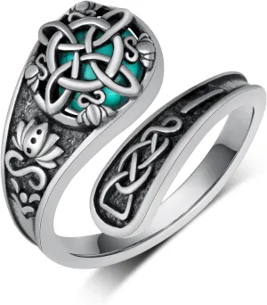 Spoon Rings for Women 925 Sterling Silver Turquoise Spoon Rings Vintage Thumb Rings Jewelry Gifts for Women Men