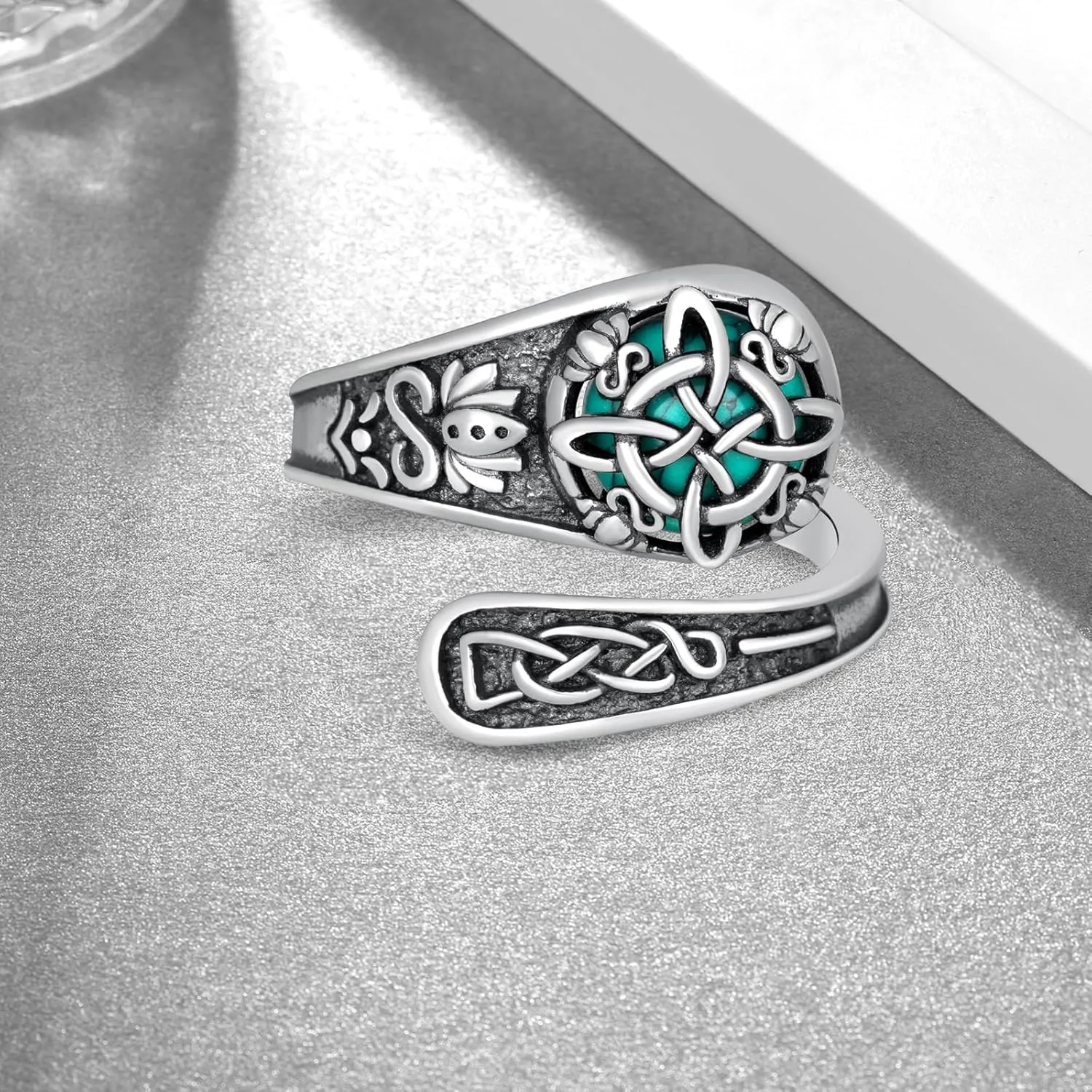 Spoon Rings for Women 925 Sterling Silver Turquoise Spoon Rings Vintage Thumb Rings Jewelry Gifts for Women Men