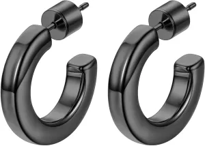 Stainless Steel Chunky Hoop Earrings For Women, Minimalist and Chic, Black/Gold Plated, Round Hoops Earrings Hypoallergenic, Size: 30mm/40mm/60mm/80mm, Come with Box