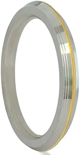 Stainless Steel Punjabi Sikh Gents Heavy Kada Bangle Bracelet With Stylish Gold Brass Line For Men