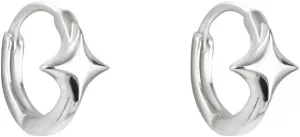 Star Hoop Earrings with 925 Sterling Silver Post for Women - Simple Small Hoops with Sparkling Four-Point Star Design, 10mm Tiny Star Small Hoops Earrings for Women and Men