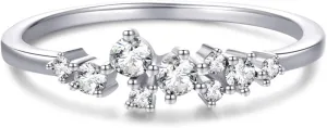 Sterling Silver & Cubic Zirconia Cluster Ring Unique Stackable Ring