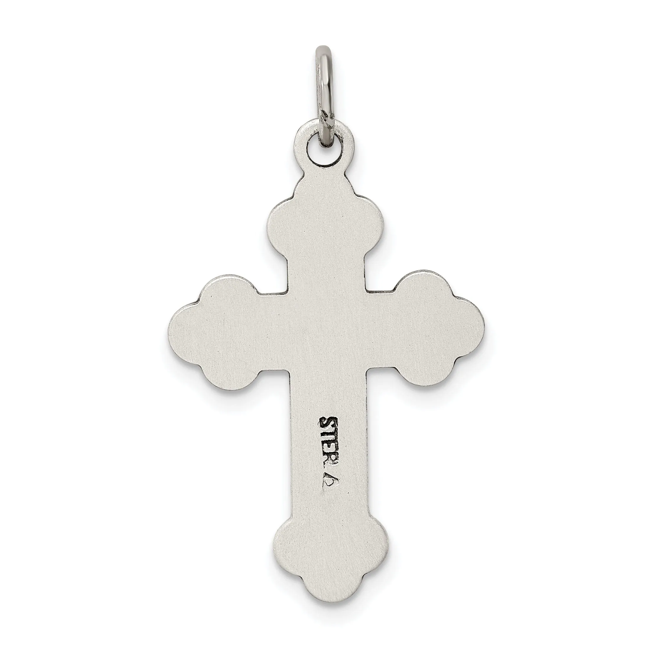 Sterling Silver Antiqued Budded Cross Pendant