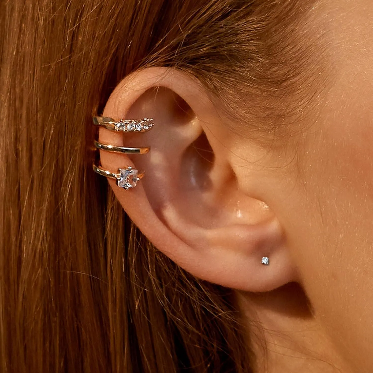 Sterling Silver Cubic Zirconia Stud Earrings for Women Men, 3 Pairs Hypoallergenic Small Tiny Stud Earring Set (Diameter 2/3/4mm)