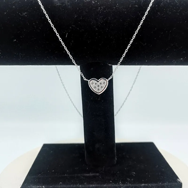 Sterling Silver CZ Heart Necklace