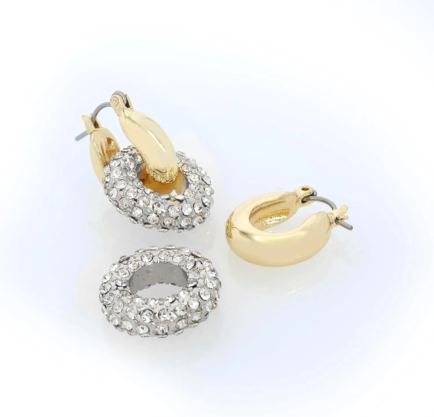 Steve Madden Womens Mini Double Hoop Earrings