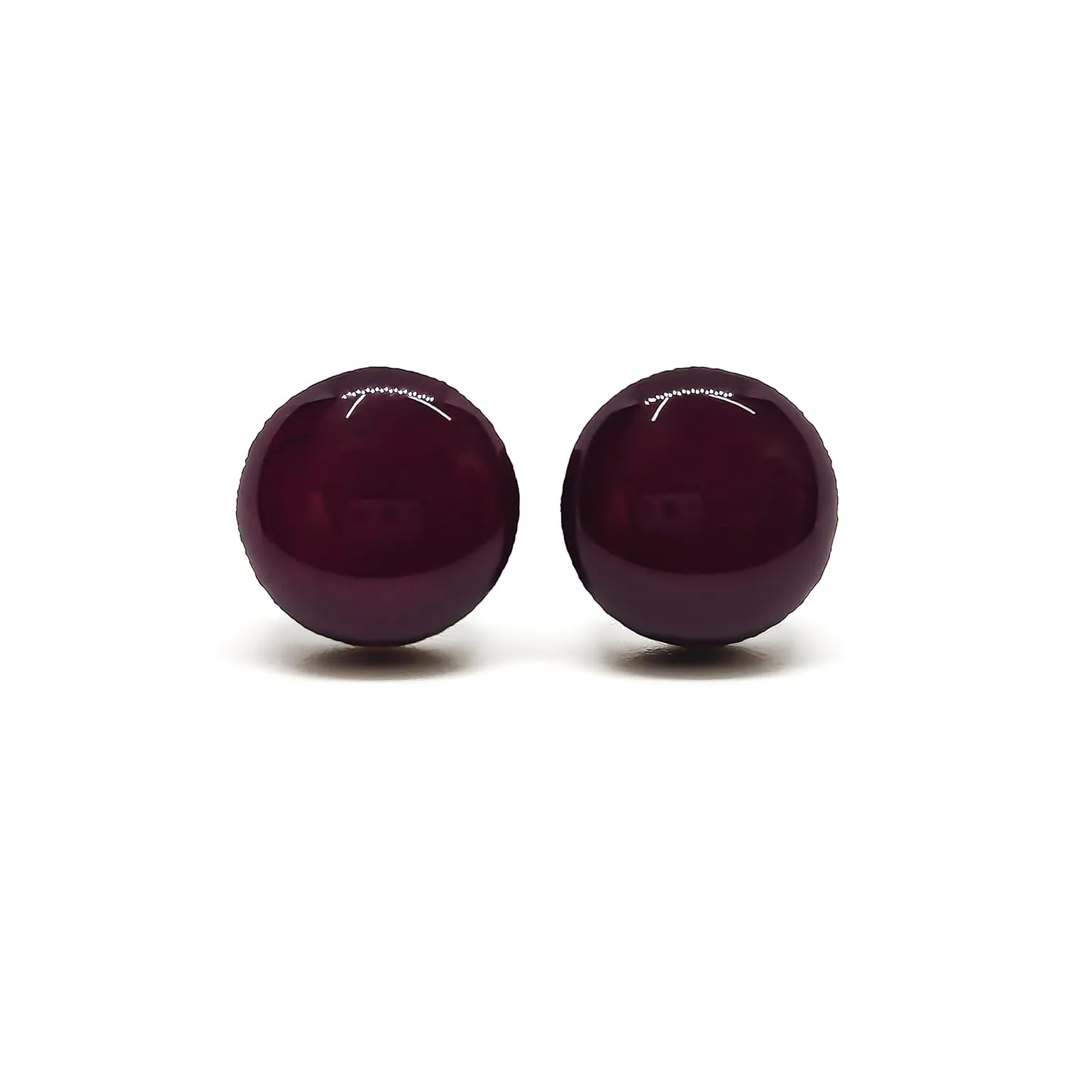 Stud Earrings, Dark Burgundy Round 10 mm Studs For Men, Women, Girls, Handmade, Stainless Steel Posts for Sensitive Ears