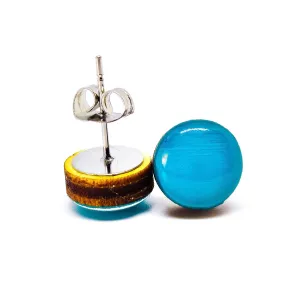 Stud Earrings, Desert Turquoise 10 mm Round Studs for Women Girls Men, Handmade Stainless Steel Posts for Sensitive Ears, Color Dot