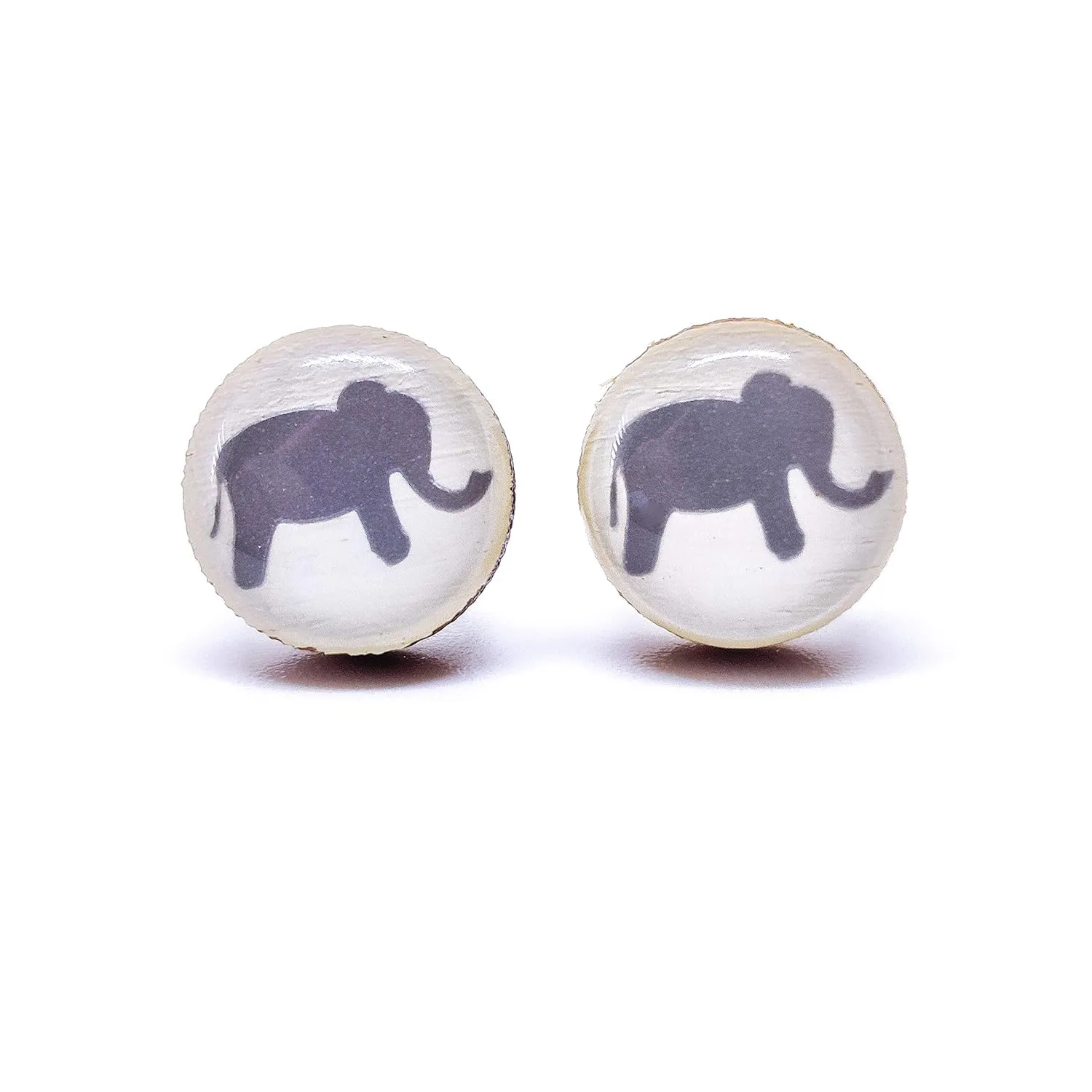 Stud Earrings, Elephant, 10 mm, Handmade, Studs for Women Girls Men, Stainless Steel Posts for Sensitive Ears