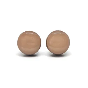 Stud Earrings, Neutral Earth Tones, 10 mm, Handmade, for Women Men Girls Stainless Steel Posts for Sensitive Ears Color Dot Studs (Mocha)