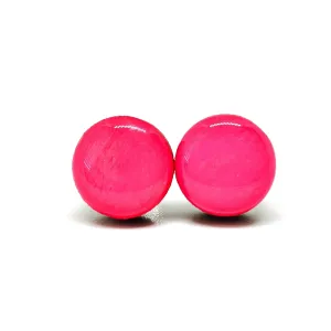 Stud Earrings Set, Hot Pink, 10 mm, Round Studs for Women Girls Men, Handmade, Stainless Steel Posts for Sensitive Ears, Lightweight Color Dot earrings by Candi Cove Designs