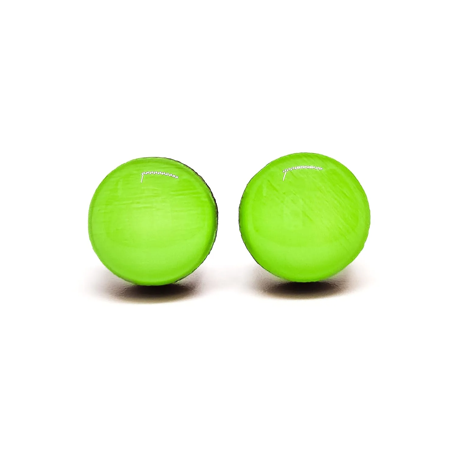 Stud Earrings Set, Lime Green Sorbet, 10 mm, Round Studs for Women Men Girls, Handmade, Stainless Steel Posts for Sensitive Ears, Color Dot earrings by Candi Cove Designs
