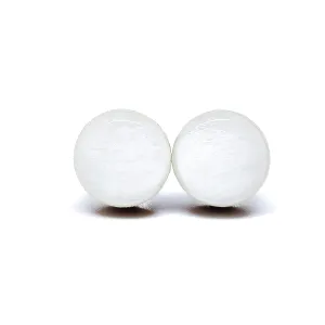 Stud Earrings Set, White, 10 mm, Round Studs for Women Girls Men, Handmade, Stainless Steel Posts for Sensitive Ears, Lightweight Color Dot earrings by Candi Cove Designs