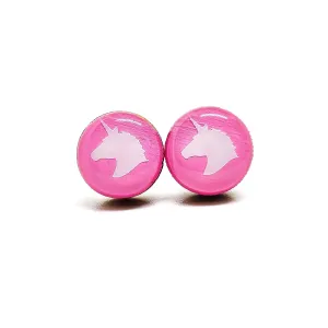 Stud Earrings, Unicorn, 10 mm, Handmade, Studs for Women Girls Stainless Steel Posts for Sensitive Ears
