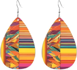 Stylish Drop-Shaped Acrylic Earrings Lightweight Printed Teardrop Dangle Earrings for Women (African National Pattern)