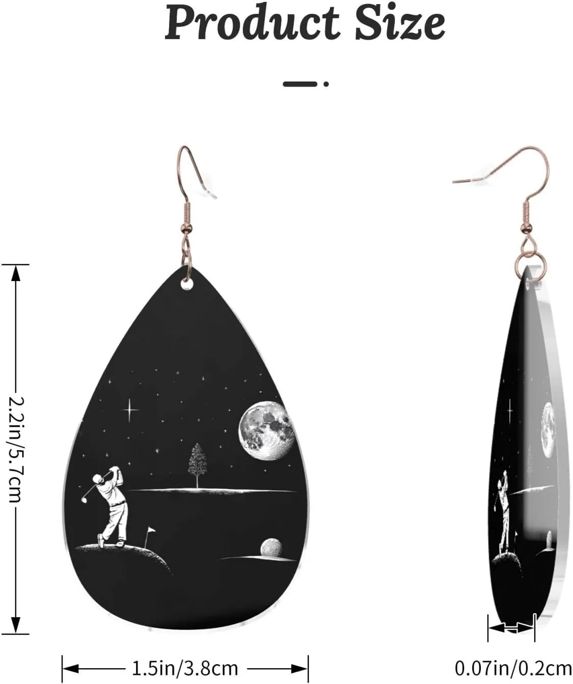 Stylish Drop-Shaped Acrylic Earrings Lightweight Printed Teardrop Dangle Earrings for Women (Astronaut Galaxy Trippy)