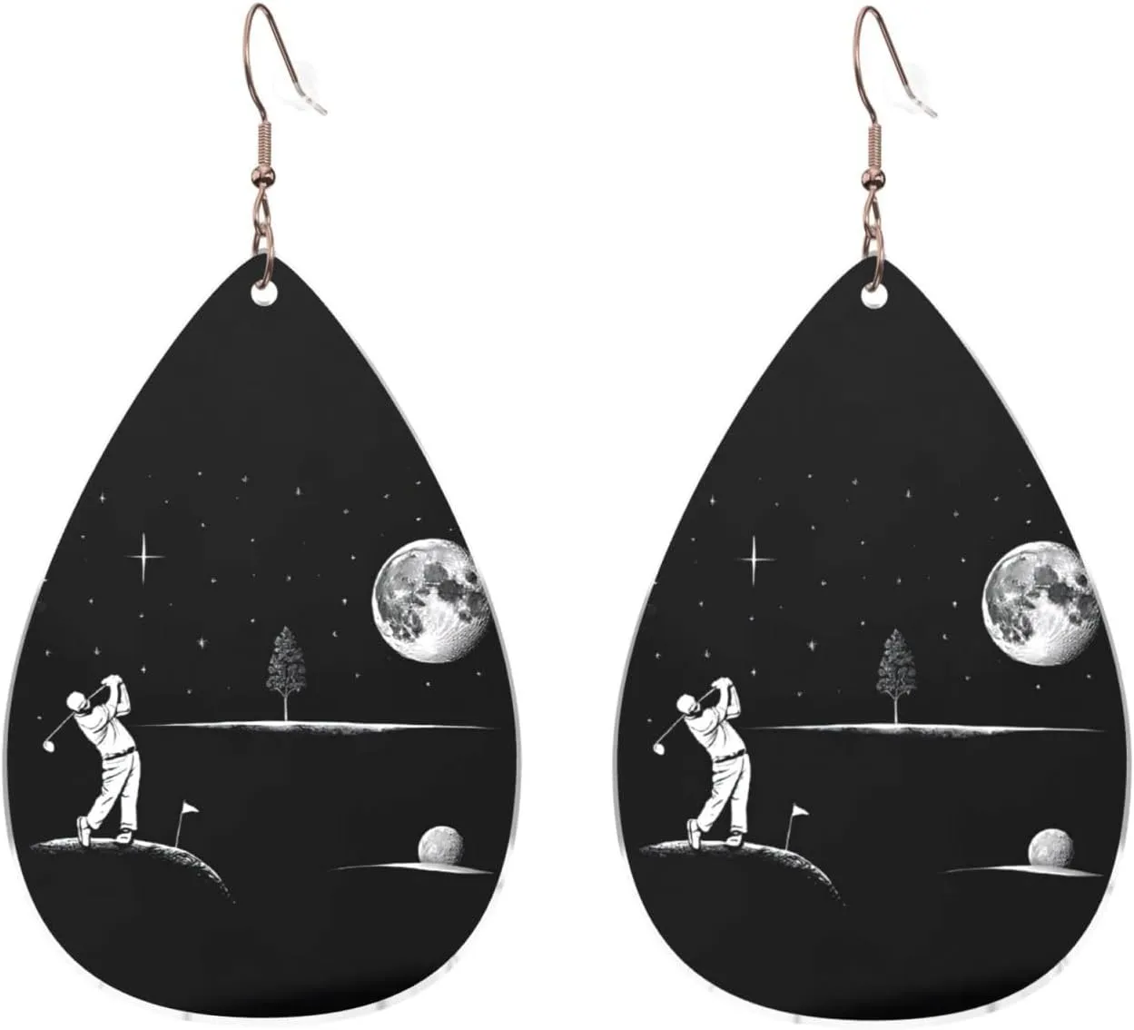 Stylish Drop-Shaped Acrylic Earrings Lightweight Printed Teardrop Dangle Earrings for Women (Astronaut Galaxy Trippy)