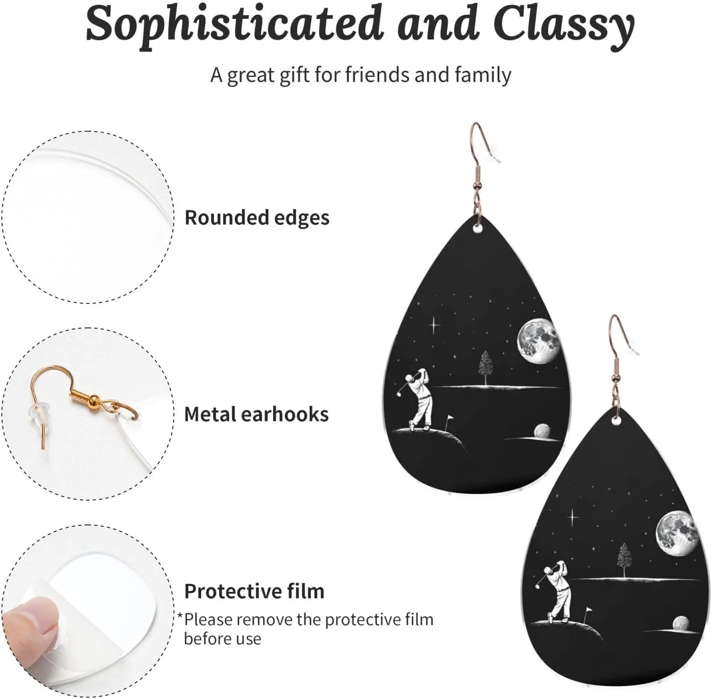 Stylish Drop-Shaped Acrylic Earrings Lightweight Printed Teardrop Dangle Earrings for Women (Astronaut Galaxy Trippy)