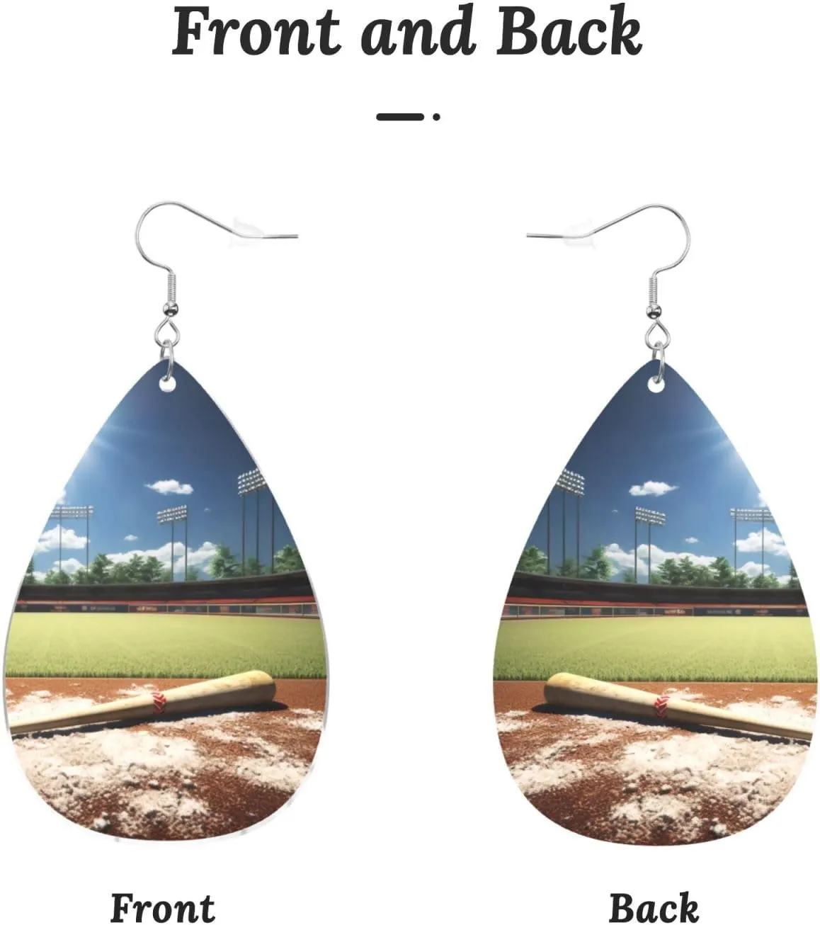 Stylish Drop-Shaped Acrylic Earrings Lightweight Printed Teardrop Dangle Earrings for Women (Baseball Sports Field)