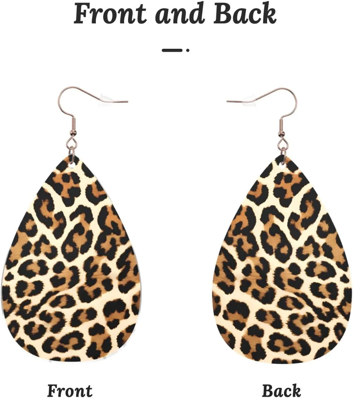 Stylish Drop-Shaped Acrylic Earrings Lightweight Printed Teardrop Dangle Earrings for Women (Brown Pattern Leopard)