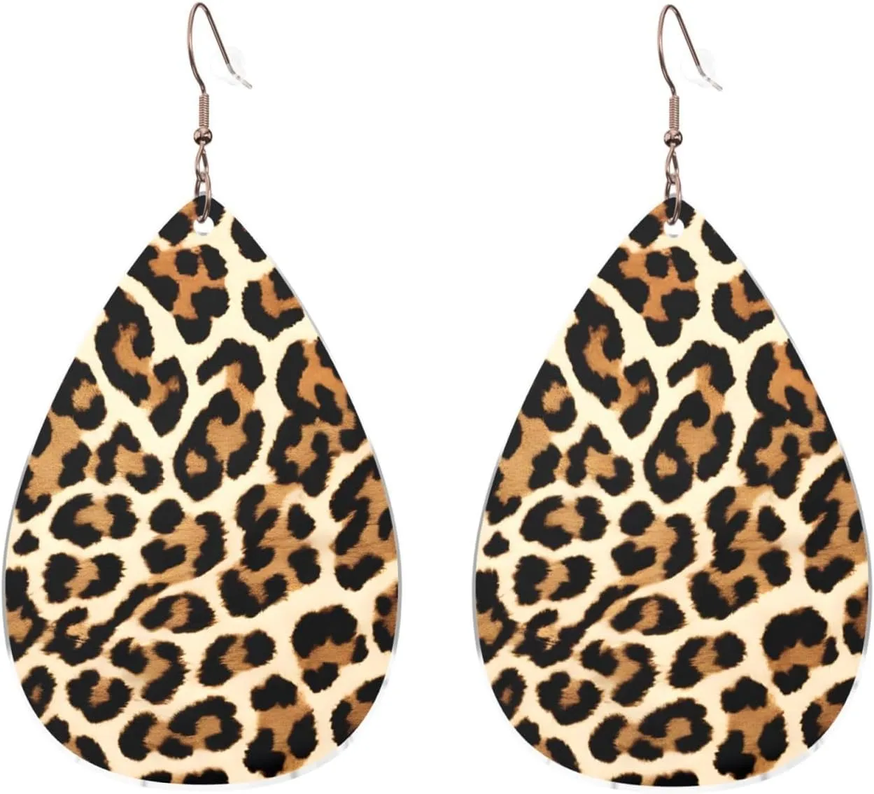 Stylish Drop-Shaped Acrylic Earrings Lightweight Printed Teardrop Dangle Earrings for Women (Brown Pattern Leopard)