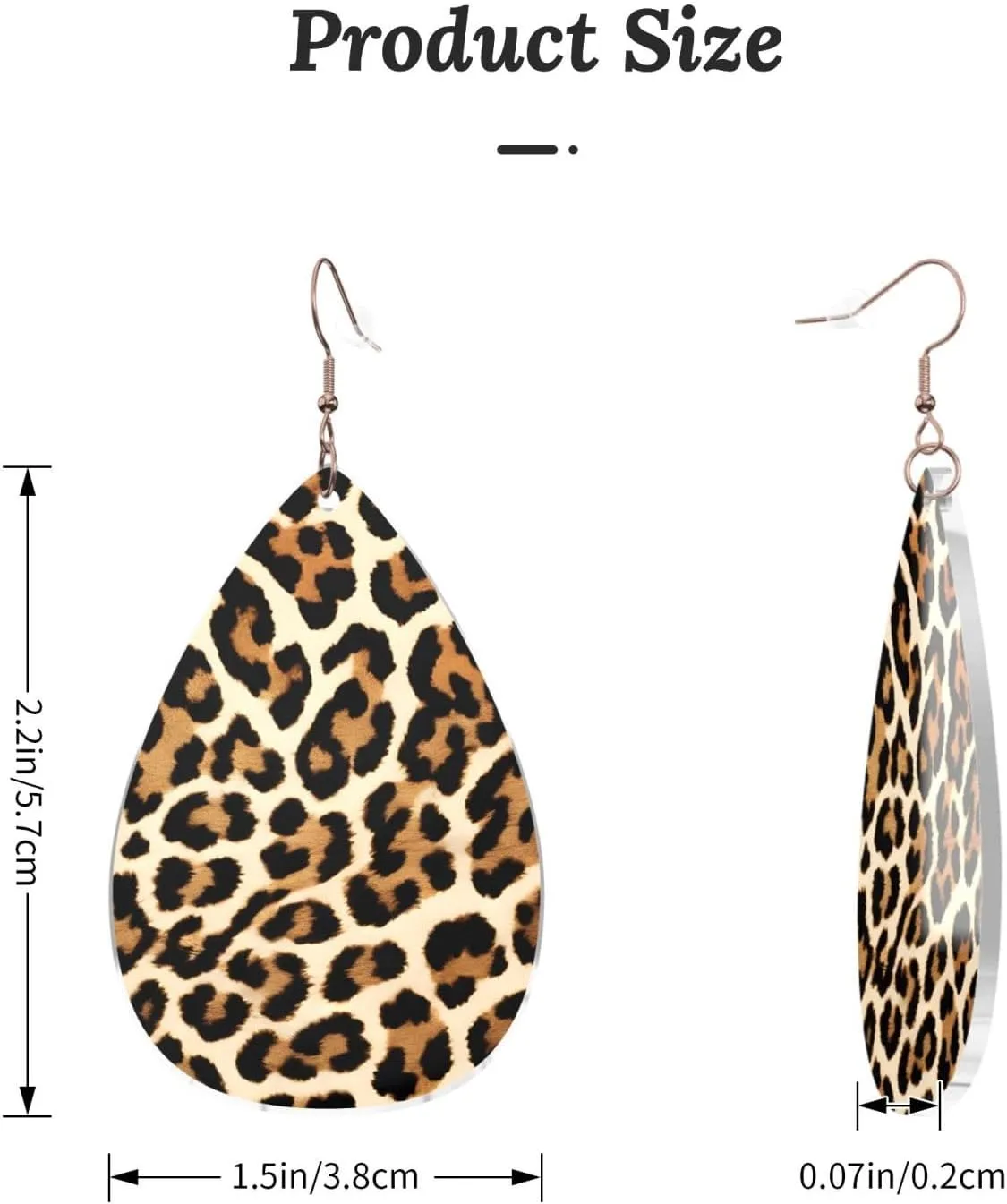 Stylish Drop-Shaped Acrylic Earrings Lightweight Printed Teardrop Dangle Earrings for Women (Brown Pattern Leopard)