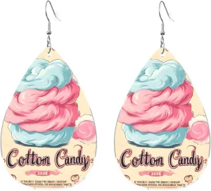 Stylish Drop-Shaped Acrylic Earrings Lightweight Printed Teardrop Dangle Earrings for Women (Cotton Candy Print)
