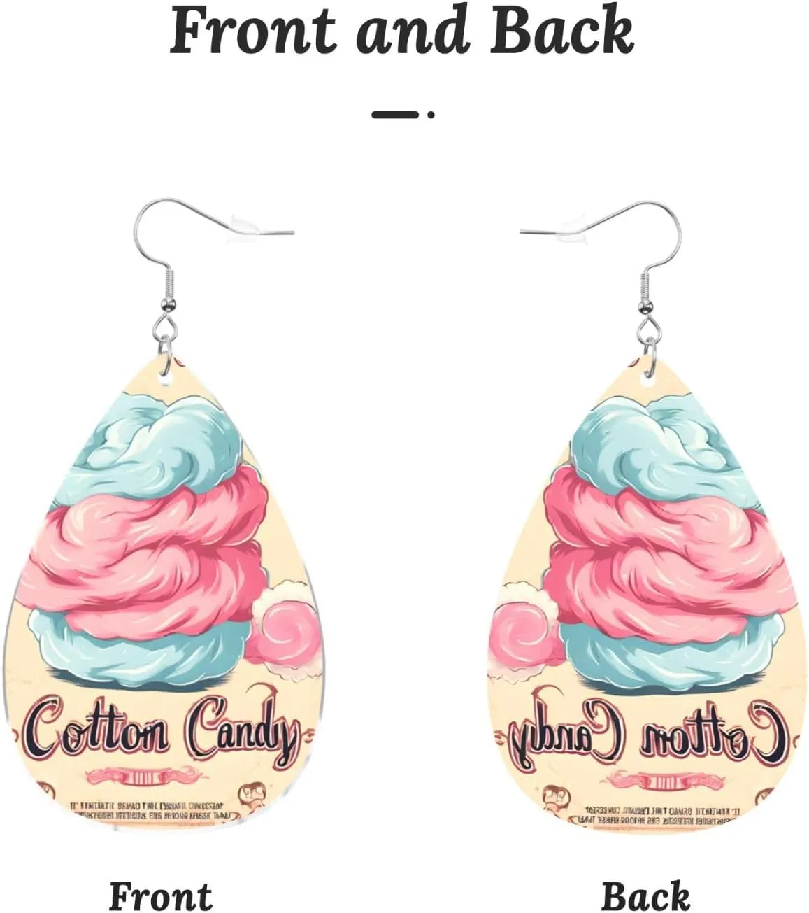 Stylish Drop-Shaped Acrylic Earrings Lightweight Printed Teardrop Dangle Earrings for Women (Cotton Candy Print)