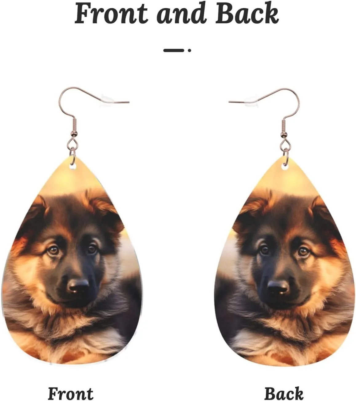 Stylish Drop-Shaped Acrylic Earrings Lightweight Printed Teardrop Dangle Earrings for Women (Cute German Shepherd Puppy)