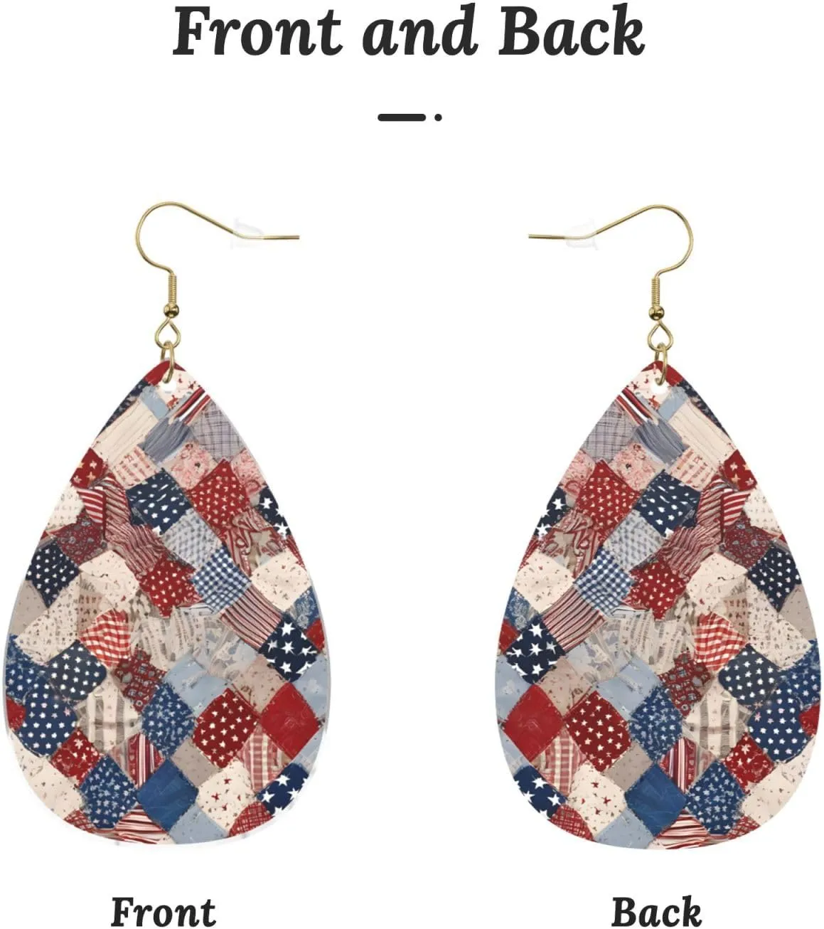 Stylish Drop-Shaped Acrylic Earrings Lightweight Printed Teardrop Dangle Earrings for Women (Flag Patchwork)