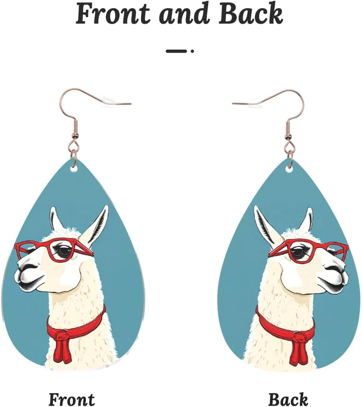Stylish Drop-Shaped Acrylic Earrings Lightweight Printed Teardrop Dangle Earrings for Women (Llama in a Scarf)