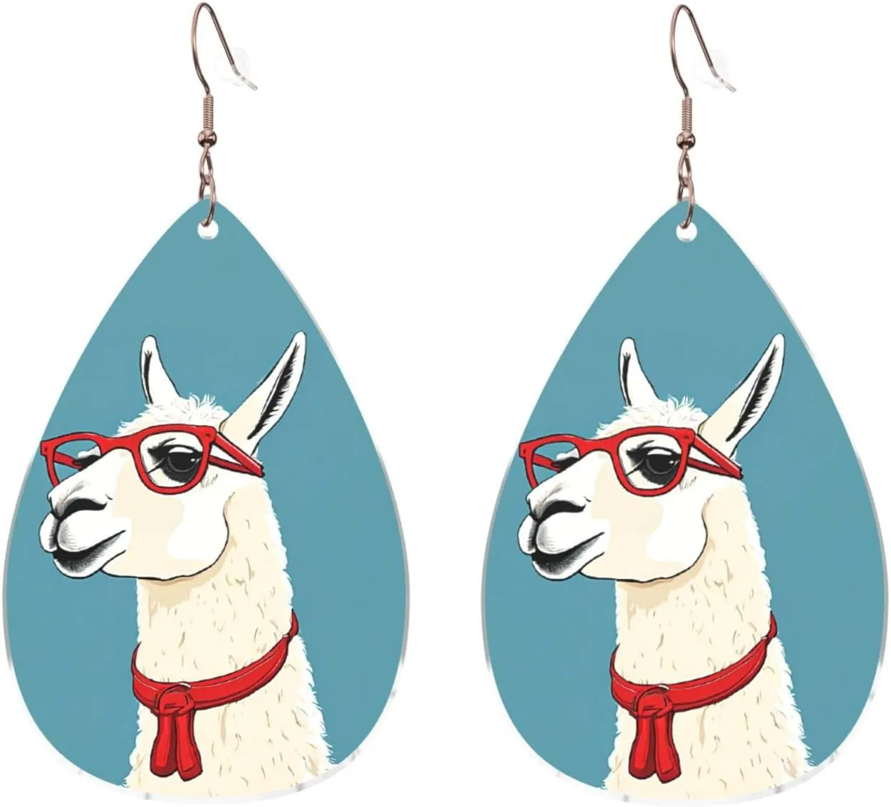 Stylish Drop-Shaped Acrylic Earrings Lightweight Printed Teardrop Dangle Earrings for Women (Llama in a Scarf)