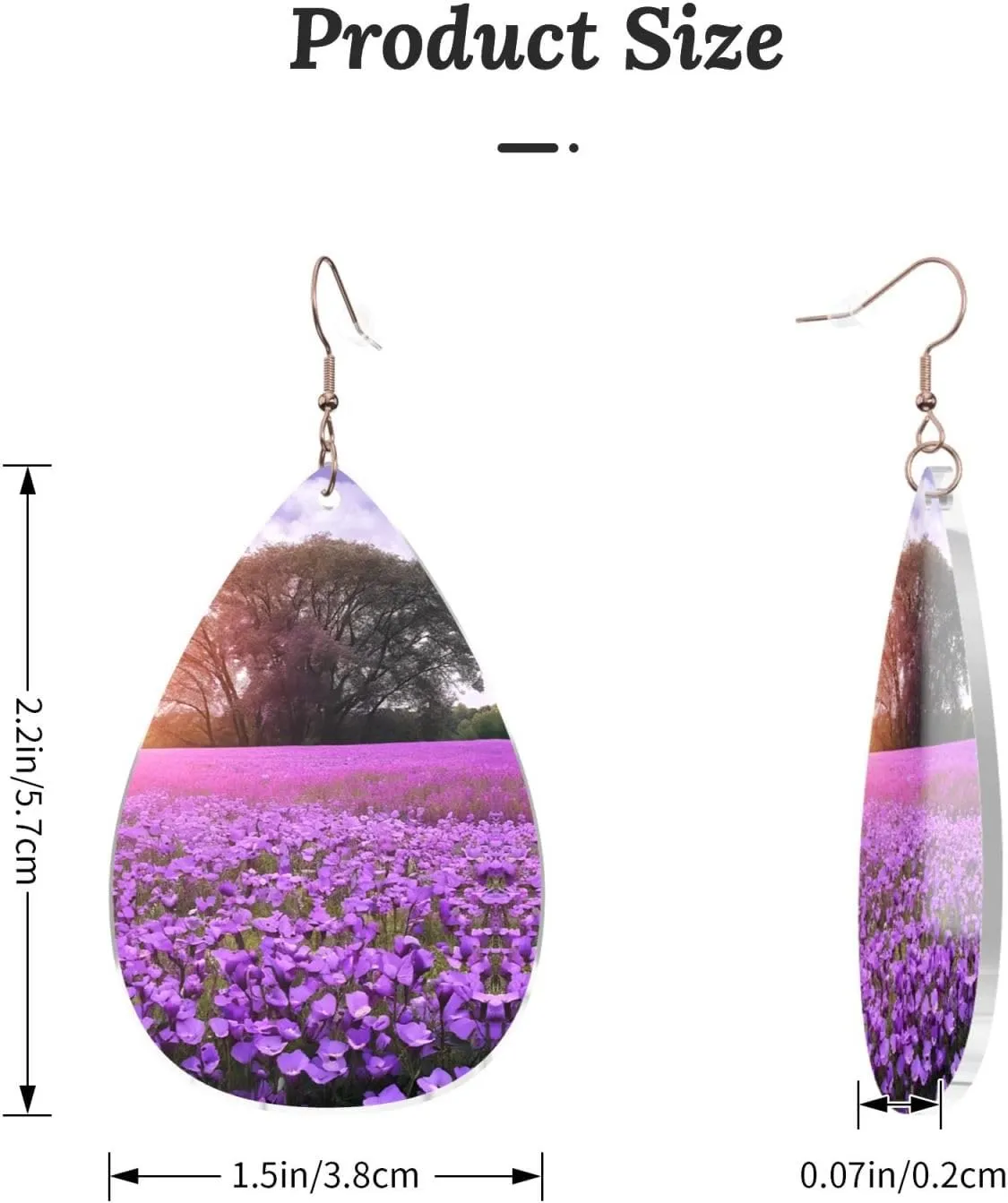 Stylish Drop-Shaped Acrylic Earrings Lightweight Printed Teardrop Dangle Earrings for Women (Purple Lavender)