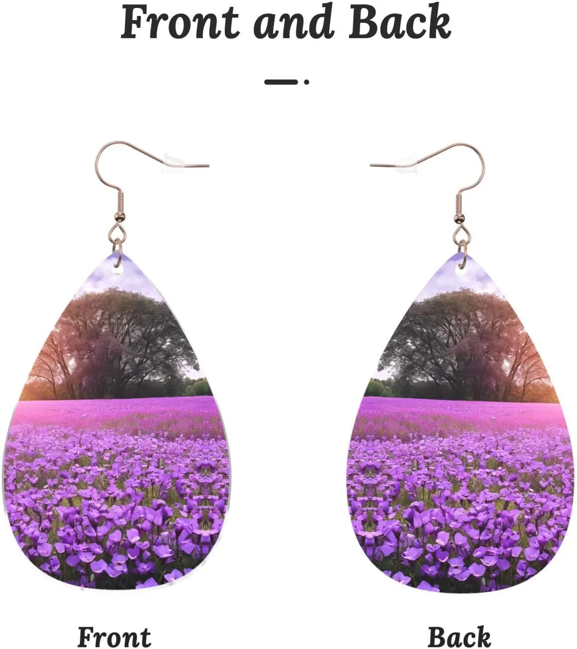Stylish Drop-Shaped Acrylic Earrings Lightweight Printed Teardrop Dangle Earrings for Women (Purple Lavender)