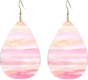 Stylish Drop-Shaped Acrylic Earrings Lightweight Printed Teardrop Dangle Earrings for Women (Rose Gold Faux Glitter)