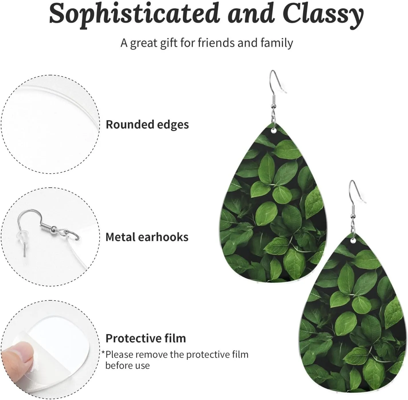 Stylish Drop-Shaped Acrylic Earrings Lightweight Printed Teardrop Dangle Earrings for Women (St Patricks Day Leaves)