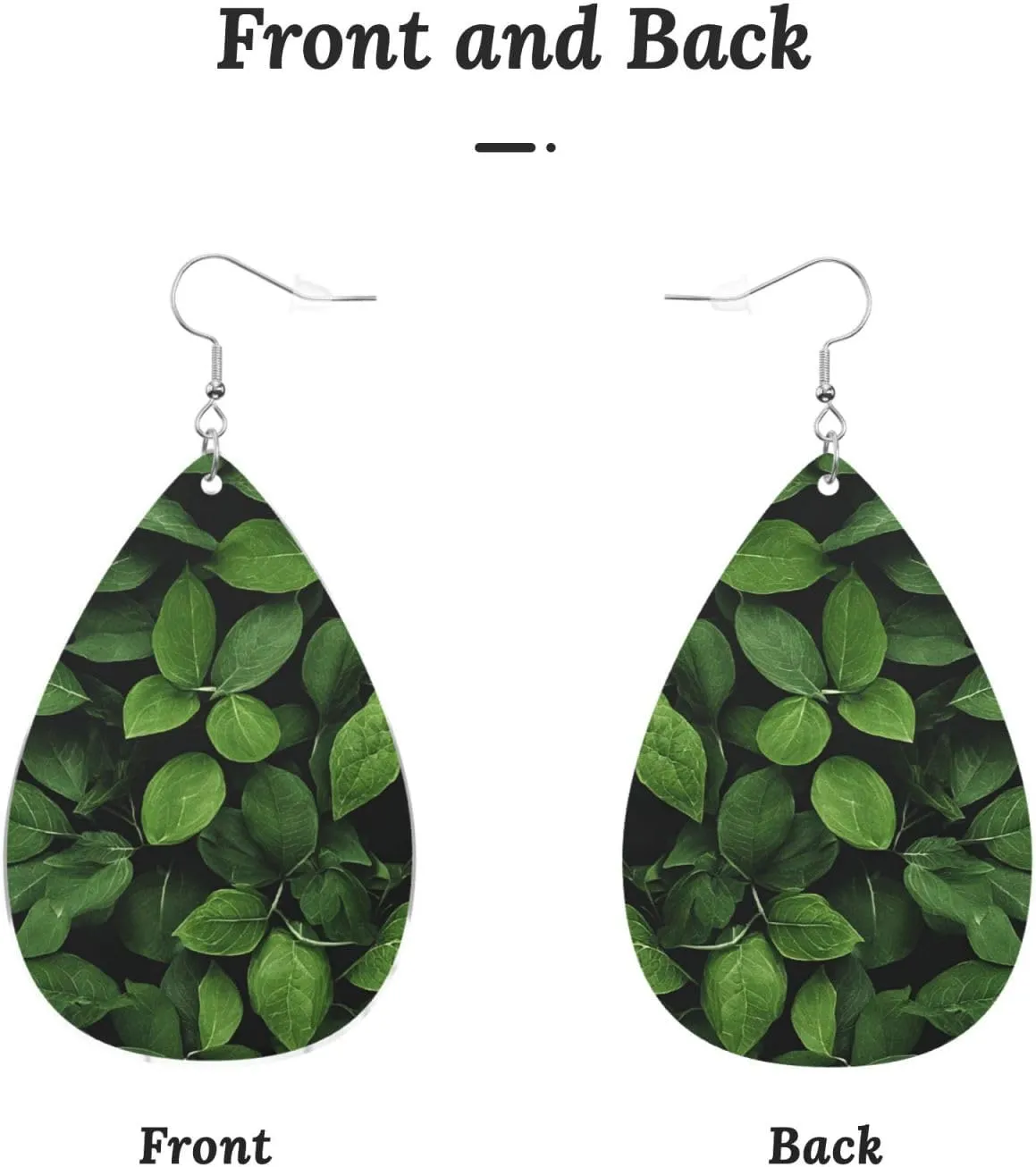 Stylish Drop-Shaped Acrylic Earrings Lightweight Printed Teardrop Dangle Earrings for Women (St Patricks Day Leaves)