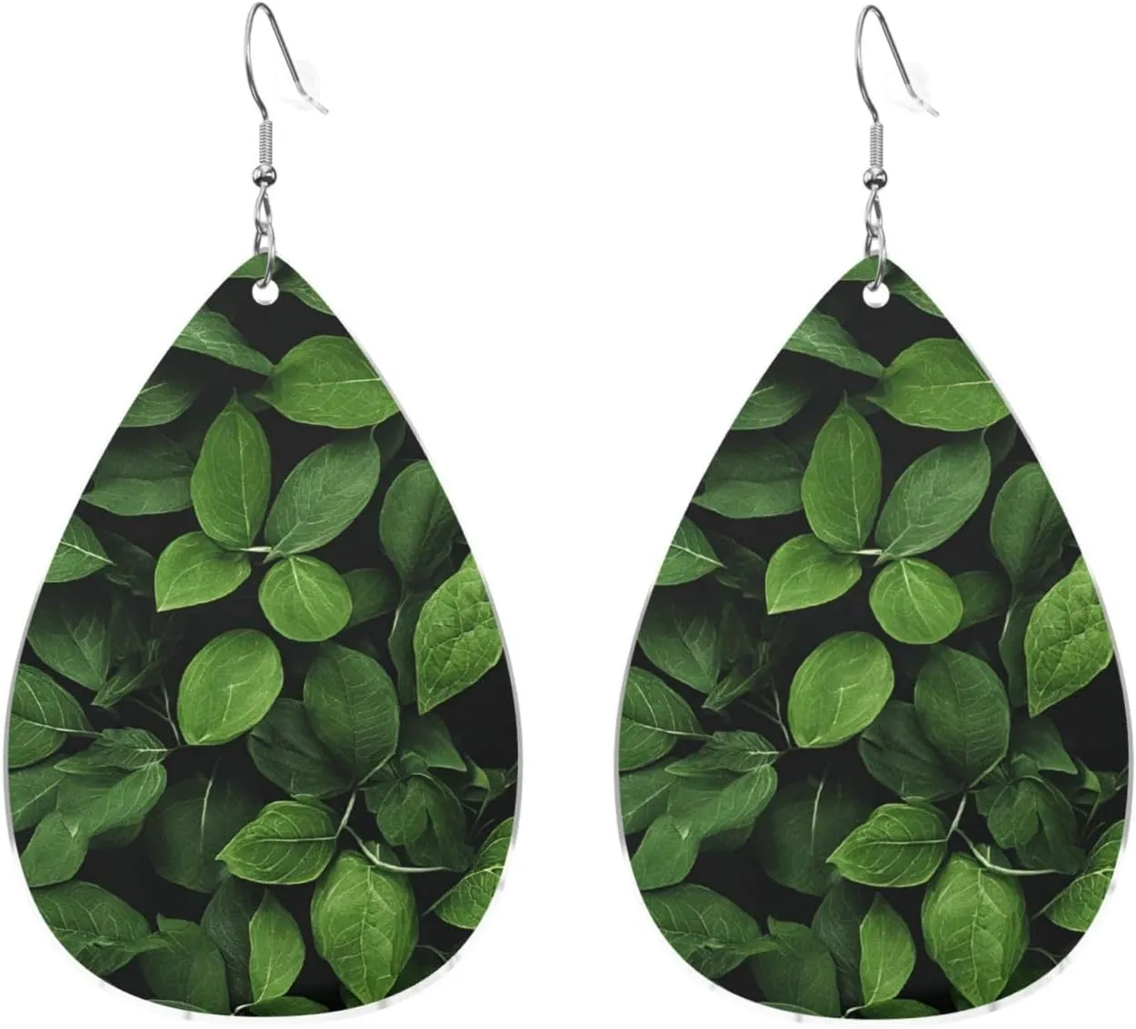 Stylish Drop-Shaped Acrylic Earrings Lightweight Printed Teardrop Dangle Earrings for Women (St Patricks Day Leaves)