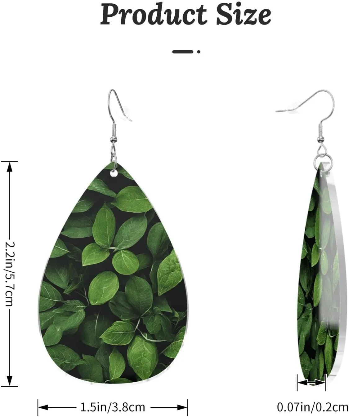 Stylish Drop-Shaped Acrylic Earrings Lightweight Printed Teardrop Dangle Earrings for Women (St Patricks Day Leaves)