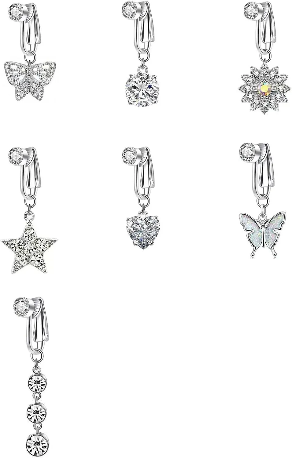 Stylish Zirconia Piercing Belly Button Clip Easy to Wear Navel Rings Adjustable Comfortable Coppers Body Jewelry