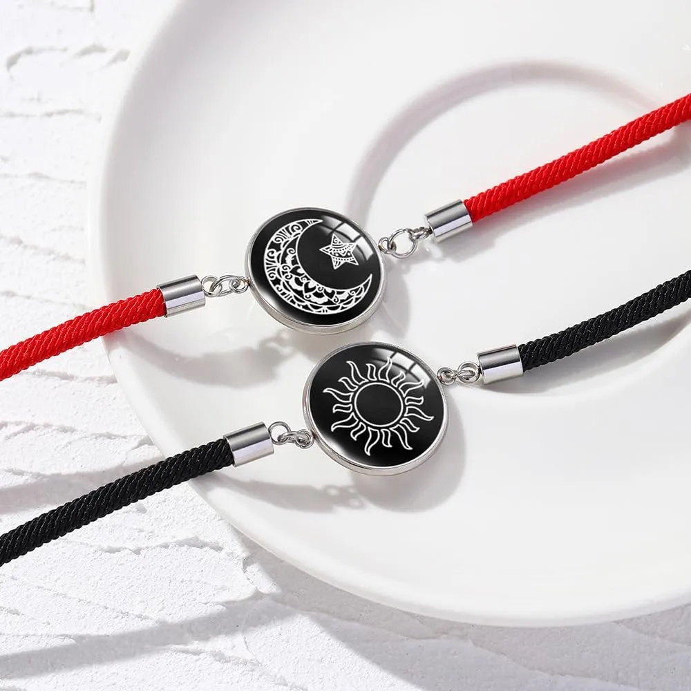 Sun Moon Star Bracelets for Best Friend Bracelet Friendship Jewelry Colorful Sun Star Bracelets Yin Yang Moon Bracelet for Couples Valentines Gift