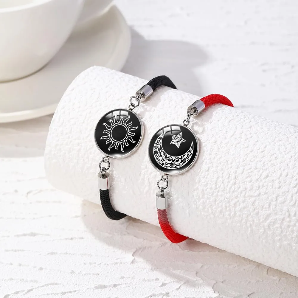 Sun Moon Star Bracelets for Best Friend Bracelet Friendship Jewelry Colorful Sun Star Bracelets Yin Yang Moon Bracelet for Couples Valentines Gift