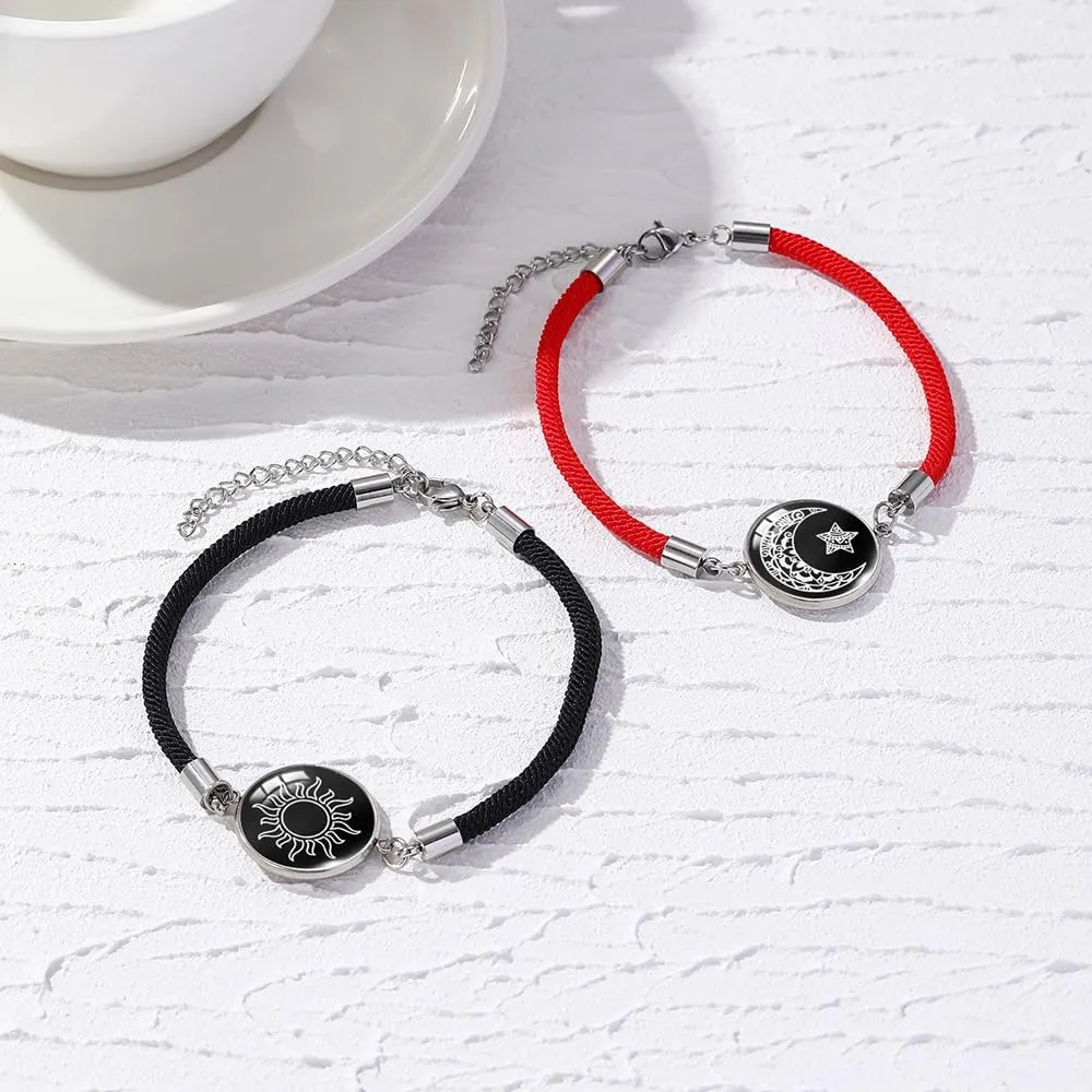Sun Moon Star Bracelets for Best Friend Bracelet Friendship Jewelry Colorful Sun Star Bracelets Yin Yang Moon Bracelet for Couples Valentines Gift