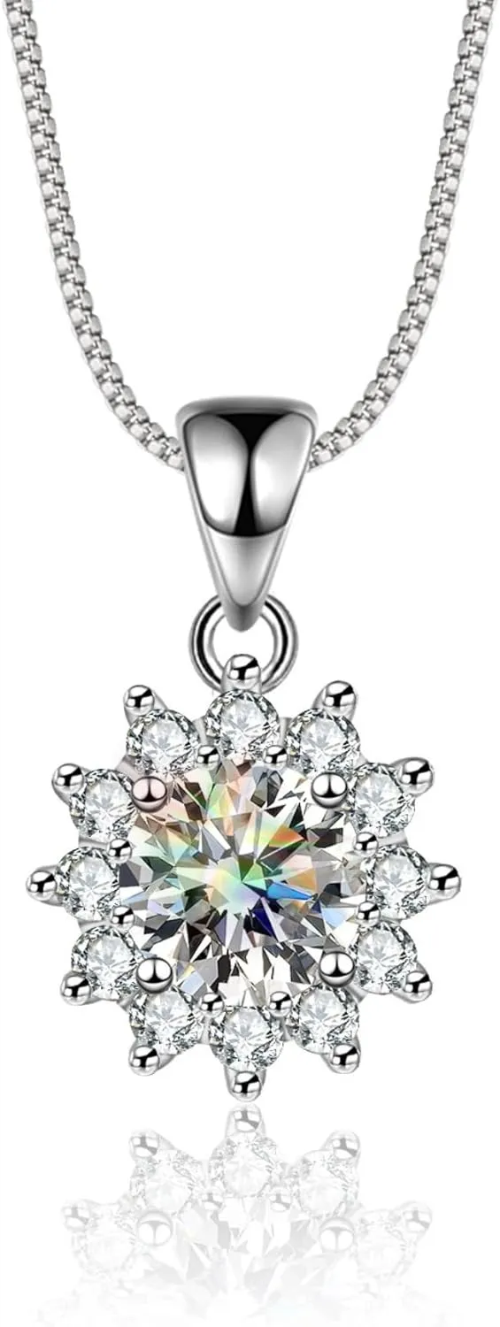 Sunflower Pendant Necklaces for Women With Birthstone 925 Sterling Silver Birthday Valentines Day Anniversary Dainty Sun Preppy Jewelry Mom Girlfriend