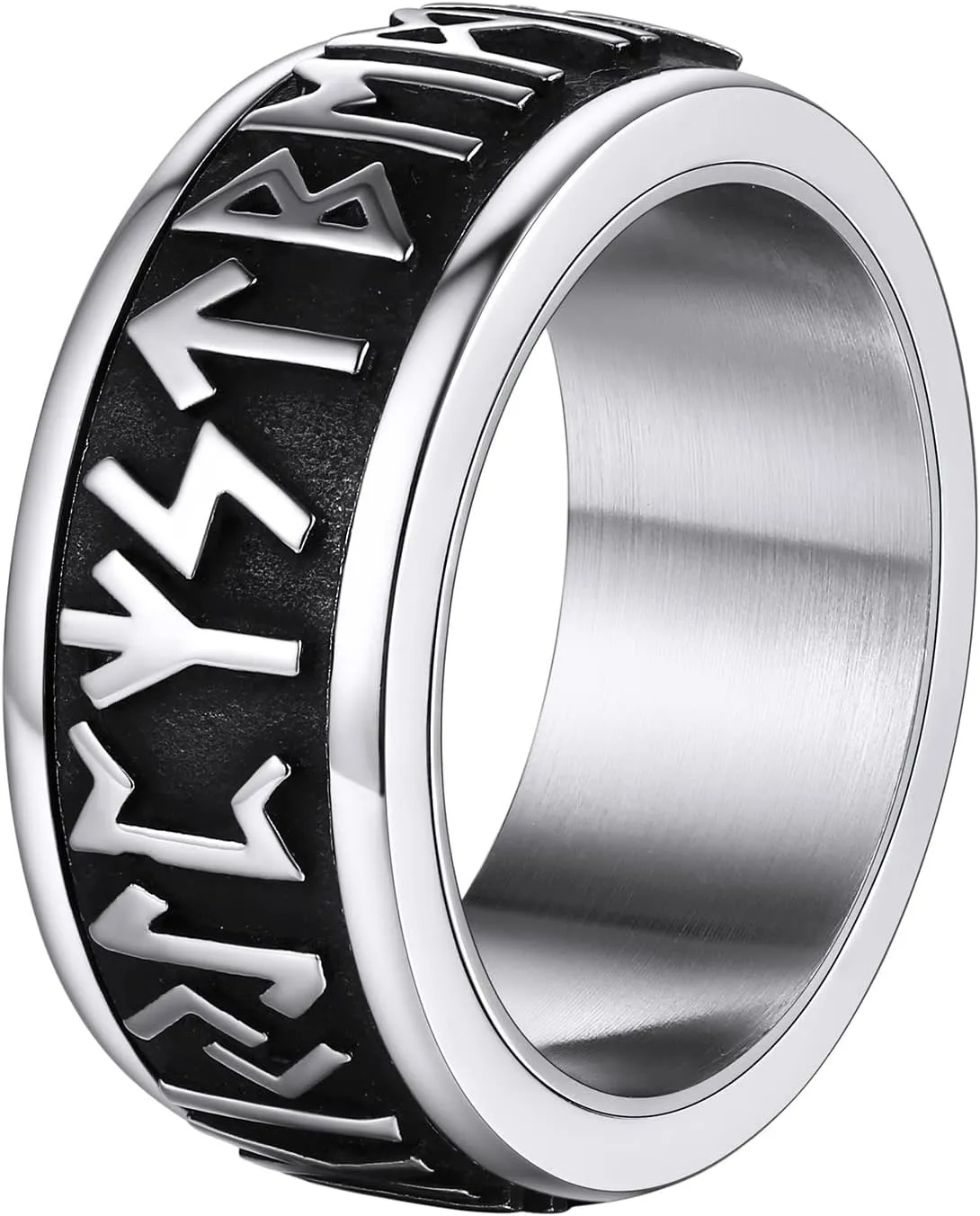 Supcare Men Women Fidget Ring,Nordic/Celtic/Moon Star Spinner Ring Jewelry Custom Name Ring Gifts for Christmas,Size 7-14 (with Jewelry Gift Box)