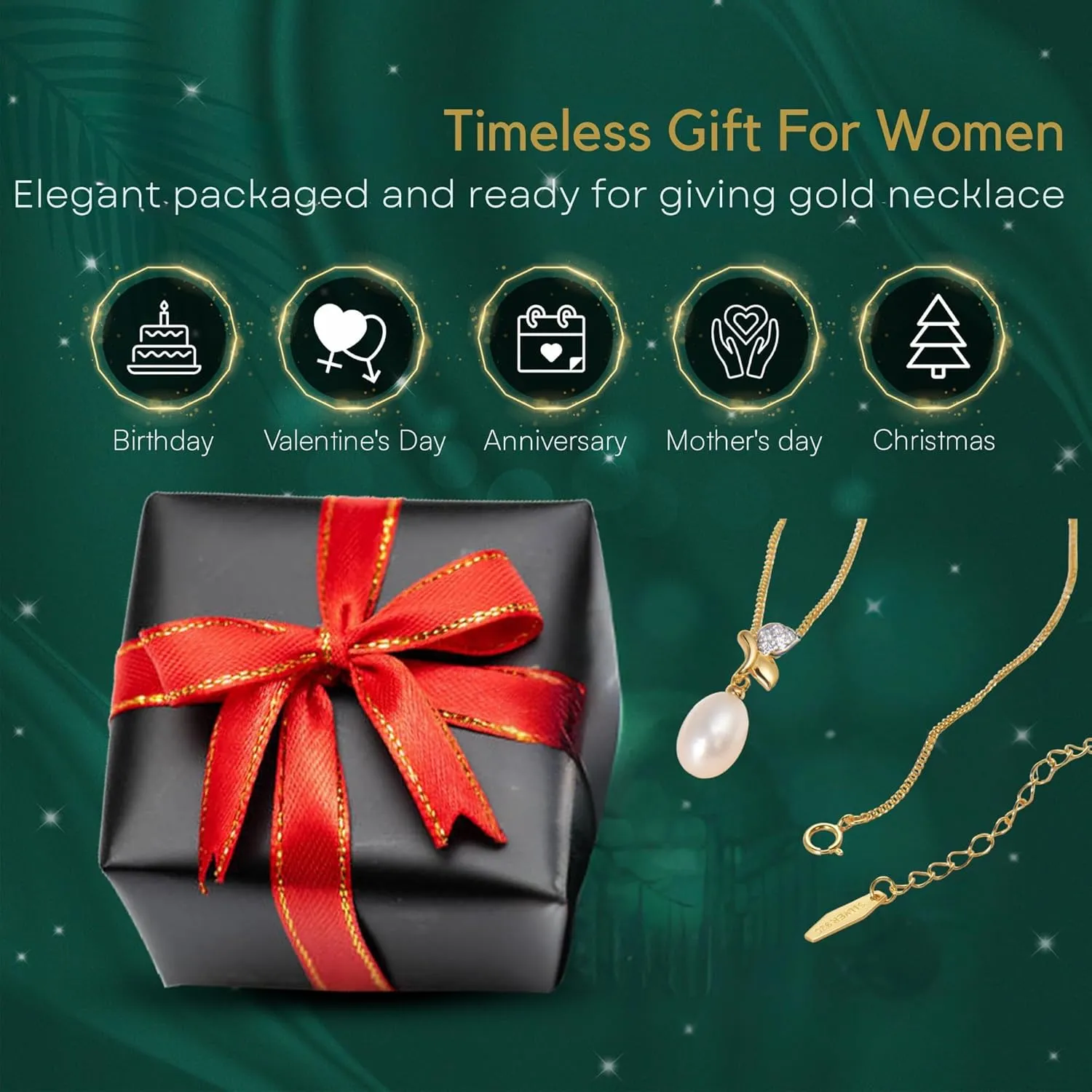 Sustainable Handpick Freshwater Pearl Necklace By SAKAR | Adjustable 24k Gold plated 925 sterling silver Pearl Necklaces Women | Pendant Pearl Jewelry | White Pearls Necklace | Waterproof Necklace