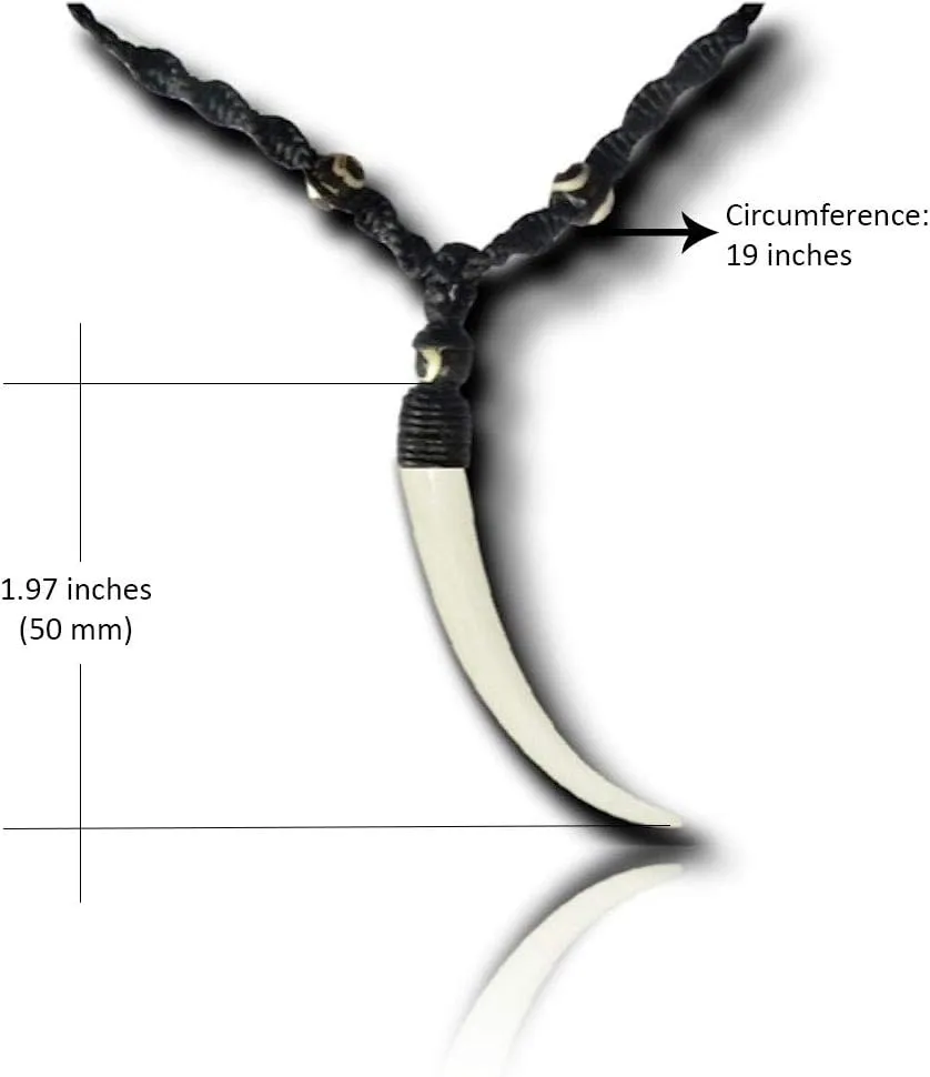 Sustainably Sourced Organic Bone Tooth Necklace - Tribal Necklace or Tribal Jewelry for Surfer, Boho, or Caveman Inspired Looks or Costumes