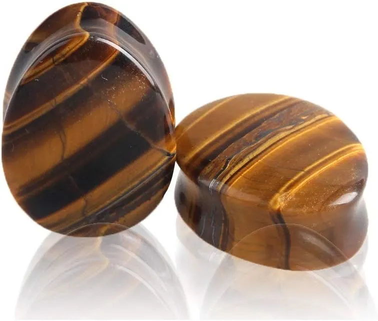Teardrop Tiger Eye Ear Gauges Plugs Tunnels Expanders Natural Stone Double Flared Earrings Piercing Jewelry (1/2"(12mm))