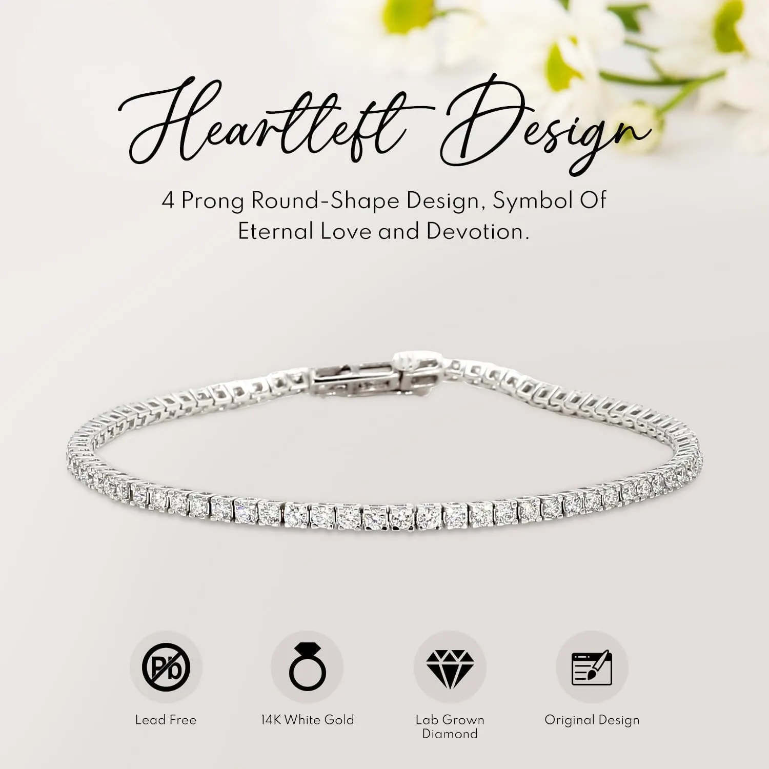 Tennis Bracelet for Women 14K White Gold with 7-Inch Length for Women, Best Jewelry Gift (2-20 Carats TW) (Lab-Grown Diamonds Color E-F, Clarity VVS-VS)