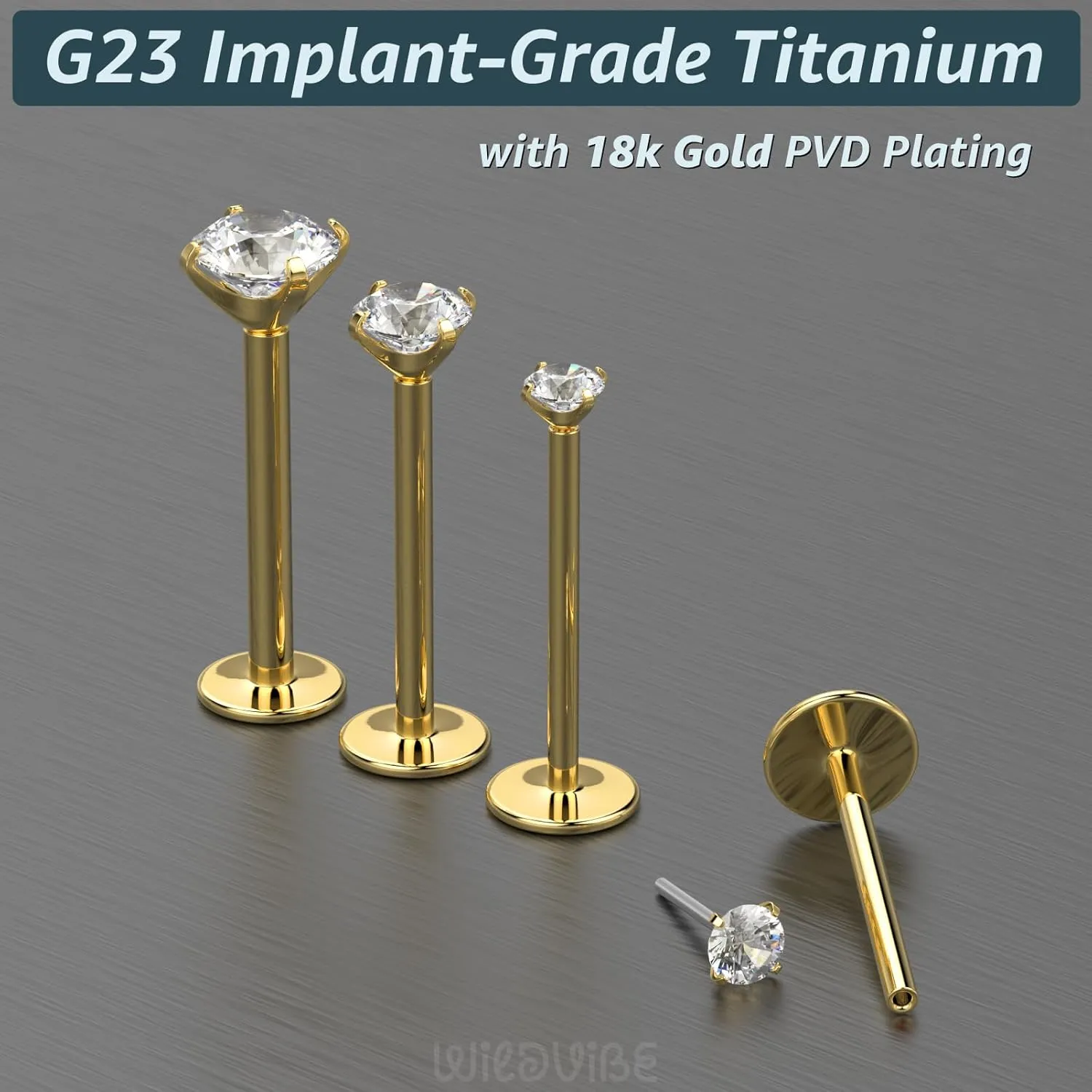 Threadless Flat Back Nose Stud 18g 16g 20g - Real G23 Titanium Flatback Stud Earrings - Tragus, Helix, Conch Push Pin Earring Studs - Secure & Easy Fit Threadless Nose Stud - 6mm 8mm Flat Back Nose Ring